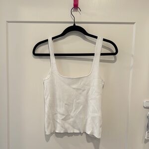 White Ribbed Tank Top